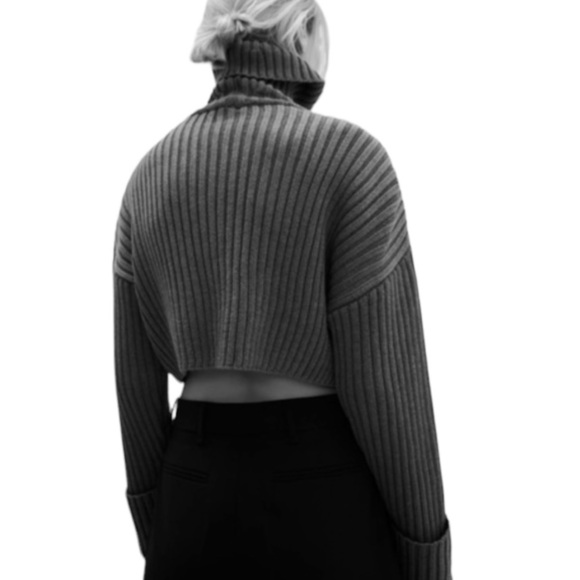 ZARA Rib Knit Crop Sweater L Grey - REF 6771/012 - Picture 4 of 6